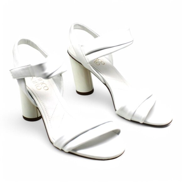 Franco Sarto Osmina Ankle Strap Sandals - White Faux Leather - Picture 1 of 8